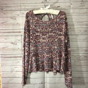 LC Lauren Conrad Purple Floral Sweater Top Large
